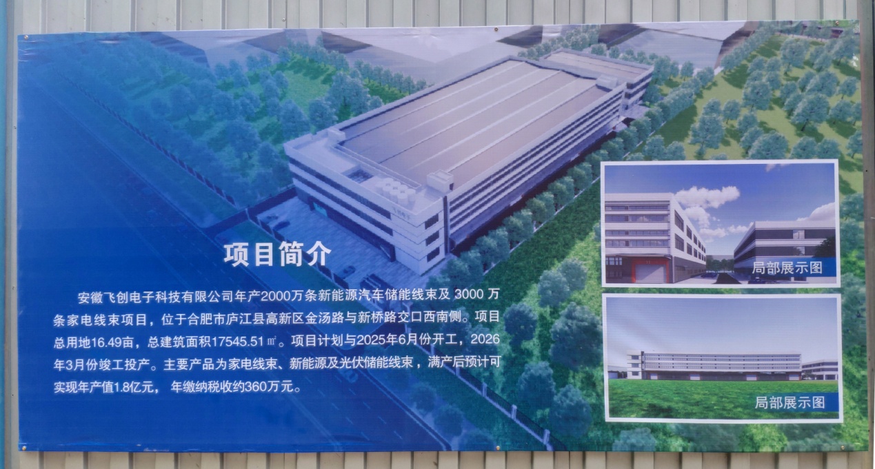 安徽飞创电子科技有限公司年产2000万条新能源汽车储能线束项目_合肥线束厂_庐江高新区新能源汽车储能线束产业链